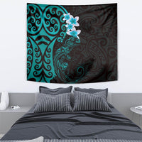 New Zealand Tuatara Plumeria Tapestry Maori Teal Koru Tribal Tattoo LT01 - Polynesian Pride