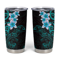 New Zealand Tuatara Plumeria Tumbler Cup Maori Teal Koru Tribal Tattoo