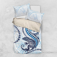 Blue Maori Tuatara Bedding Set Luxury Pastel Pattern
