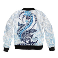 Blue Maori Tuatara Bomber Jacket Luxury Pastel Pattern