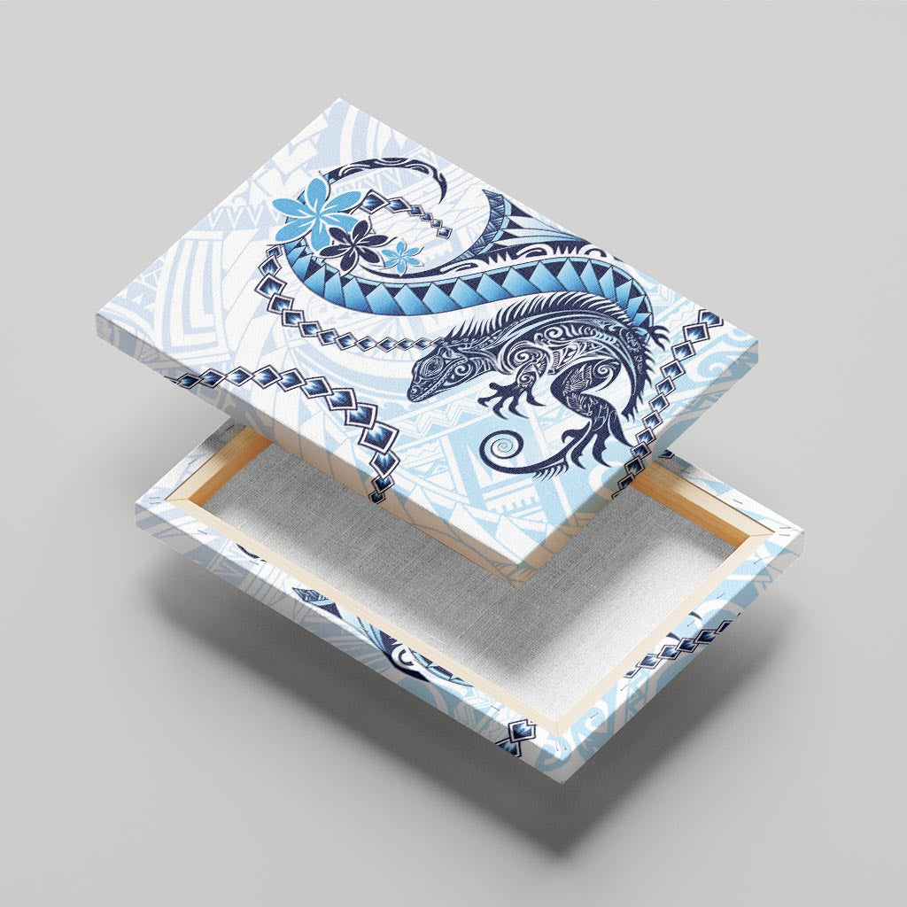 Blue Maori Tuatara Canvas Wall Art Luxury Pastel Pattern