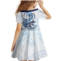 Blue Maori Tuatara Family Matching Mermaid Dress and Hawaiian Shirt Luxury Pastel Pattern