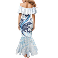 Blue Maori Tuatara Family Matching Mermaid Dress and Hawaiian Shirt Luxury Pastel Pattern