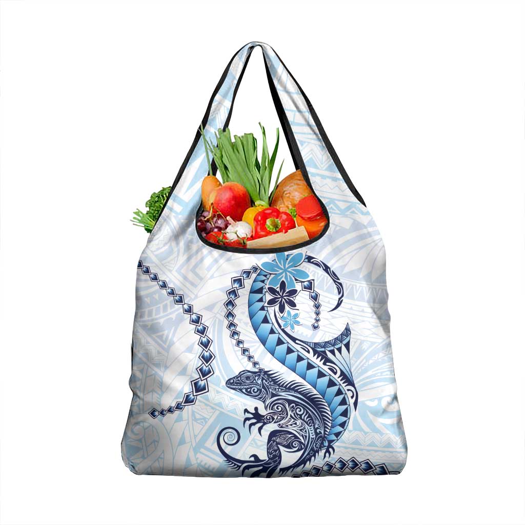 Blue Maori Tuatara Grocery Bag Luxury Pastel Pattern