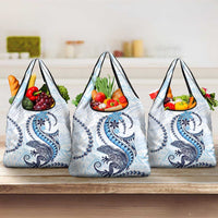 Blue Maori Tuatara Grocery Bag Luxury Pastel Pattern