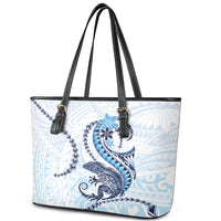 Blue Maori Tuatara Leather Tote Bag Luxury Pastel Pattern
