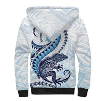 Blue Maori Tuatara Sherpa Hoodie Luxury Pastel Pattern