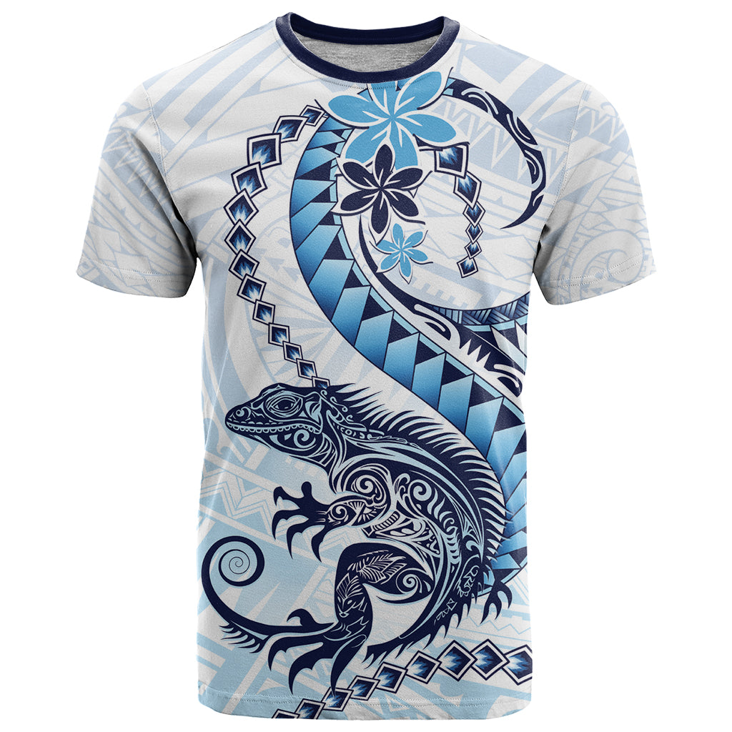 Blue Maori Tuatara T Shirt Luxury Pastel Pattern LT01 Blue - Polynesian Pride