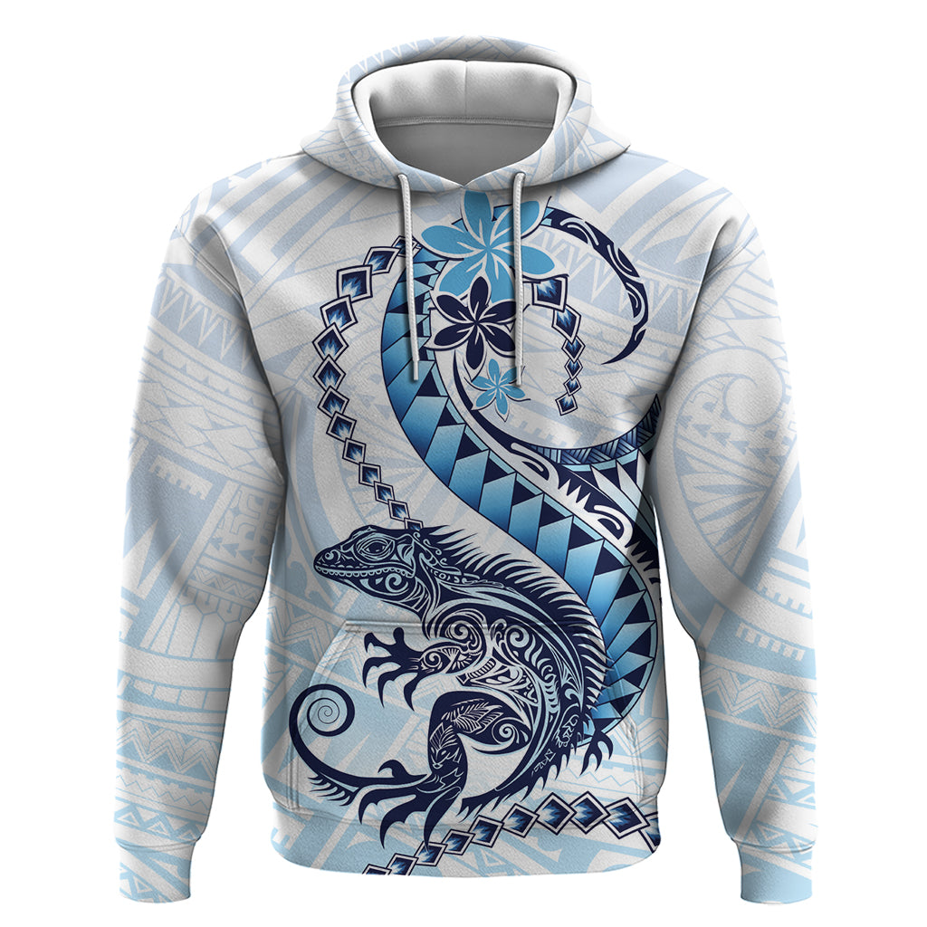 Blue Maori Tuatara Zip Hoodie Luxury Pastel Pattern