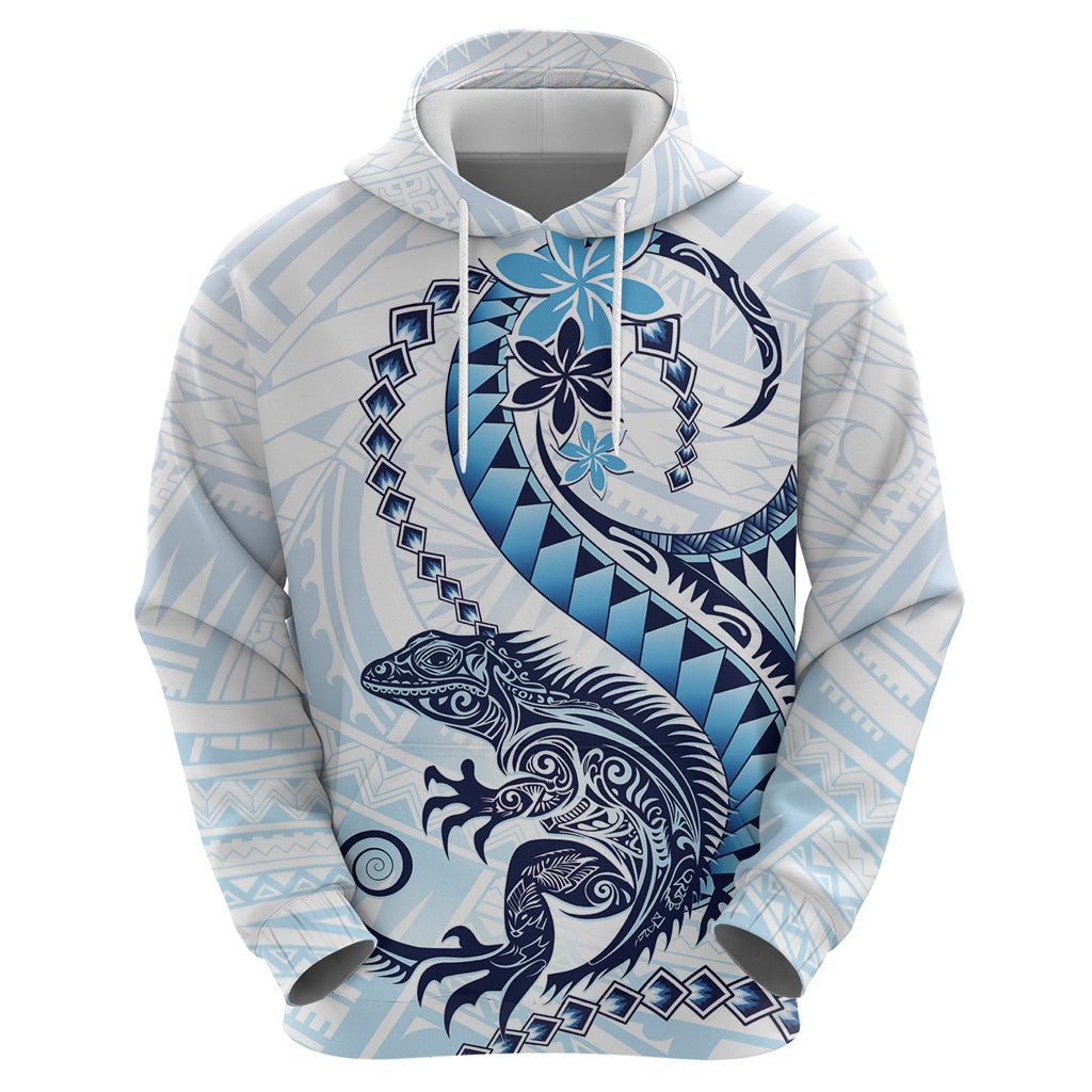 Blue Maori Tuatara Zip Hoodie Luxury Pastel Pattern