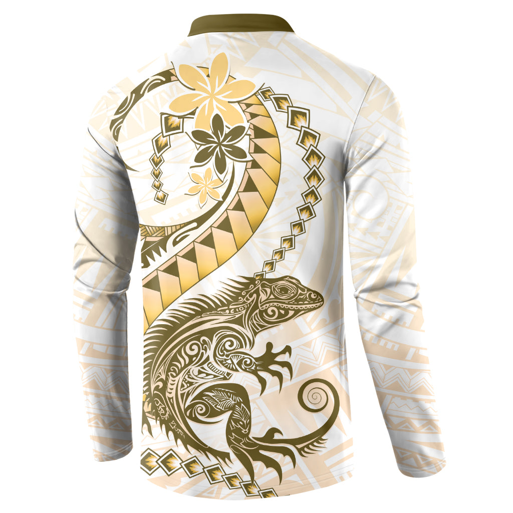 Gold Maori Tuatara Button Sweatshirt Luxury Pastel Pattern