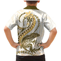 Gold Maori Tuatara Family Matching Mermaid Dress and Hawaiian Shirt Luxury Pastel Pattern