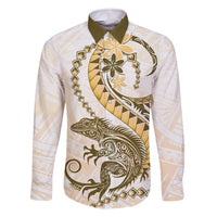 Gold Maori Tuatara Family Matching Mermaid Dress and Hawaiian Shirt Luxury Pastel Pattern