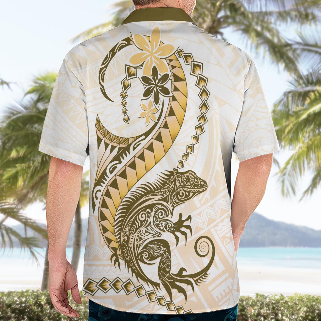 Gold Maori Tuatara Hawaiian Shirt Luxury Pastel Pattern