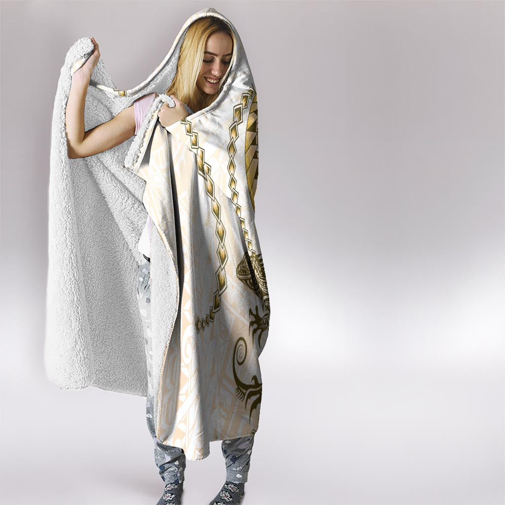 Gold Maori Tuatara Hooded Blanket Luxury Pastel Pattern LT01 - Polynesian Pride
