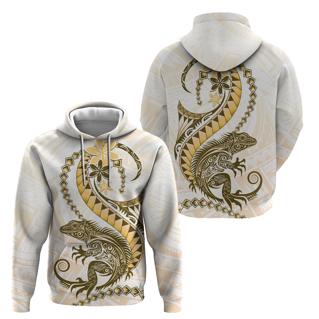 Gold Maori Tuatara Hoodie Luxury Pastel Pattern