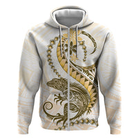 Gold Maori Tuatara Hoodie Luxury Pastel Pattern