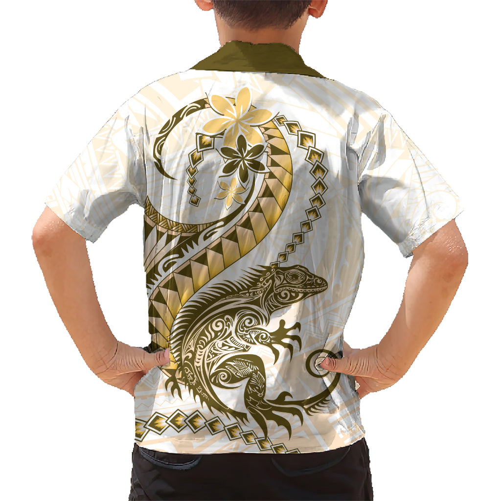Gold Maori Tuatara Kid Hawaiian Shirt Luxury Pastel Pattern
