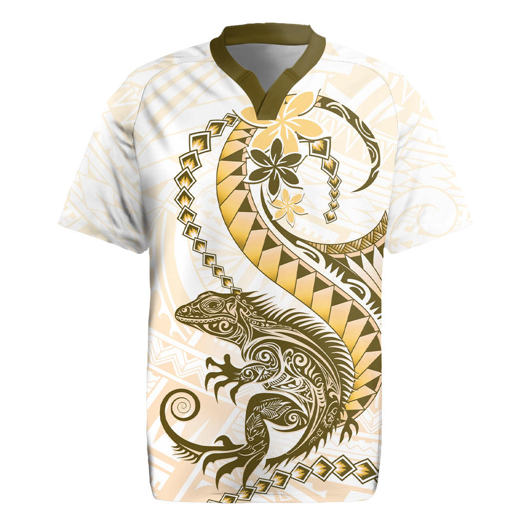 Gold Maori Tuatara Rugby Jersey Luxury Pastel Pattern