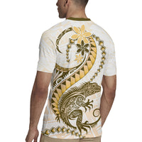 Gold Maori Tuatara Rugby Jersey Luxury Pastel Pattern
