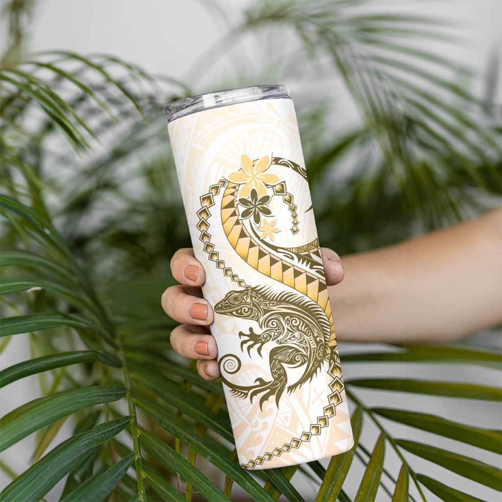 Gold Maori Tuatara Skinny Tumbler Luxury Pastel Pattern