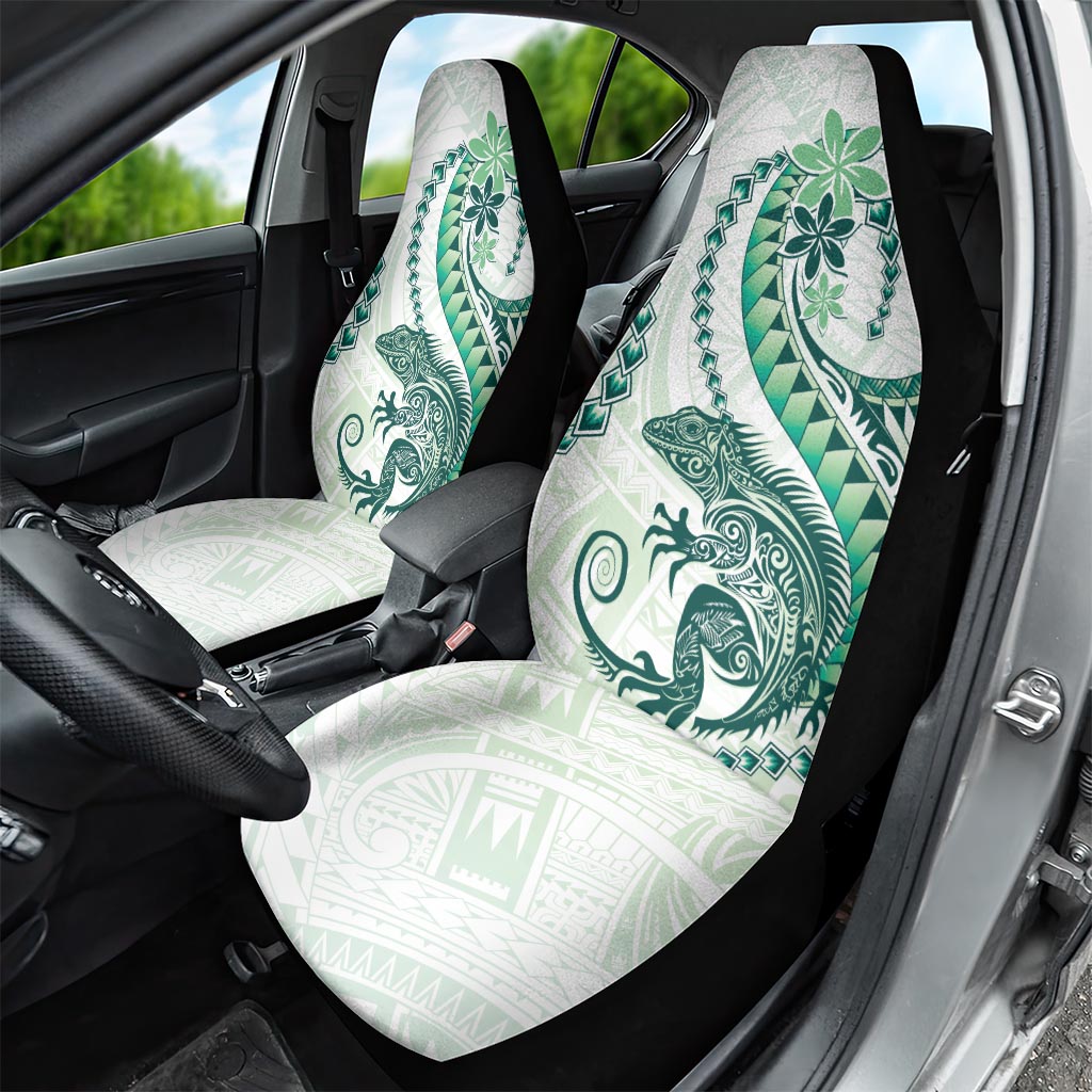 Green Maori Tuatara Car Seat Cover Luxury Pastel Pattern