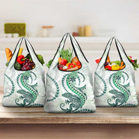Green Maori Tuatara Grocery Bag Luxury Pastel Pattern