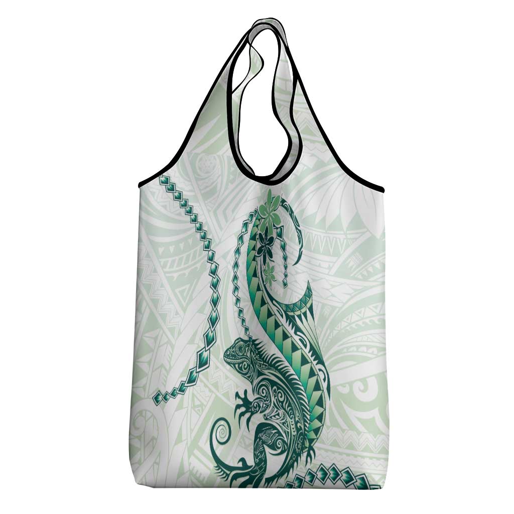 Green Maori Tuatara Grocery Bag Luxury Pastel Pattern