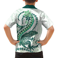 Green Maori Tuatara Kid Hawaiian Shirt Luxury Pastel Pattern