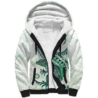 Green Maori Tuatara Sherpa Hoodie Luxury Pastel Pattern