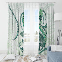Green Maori Tuatara Window Curtain Luxury Pastel Pattern