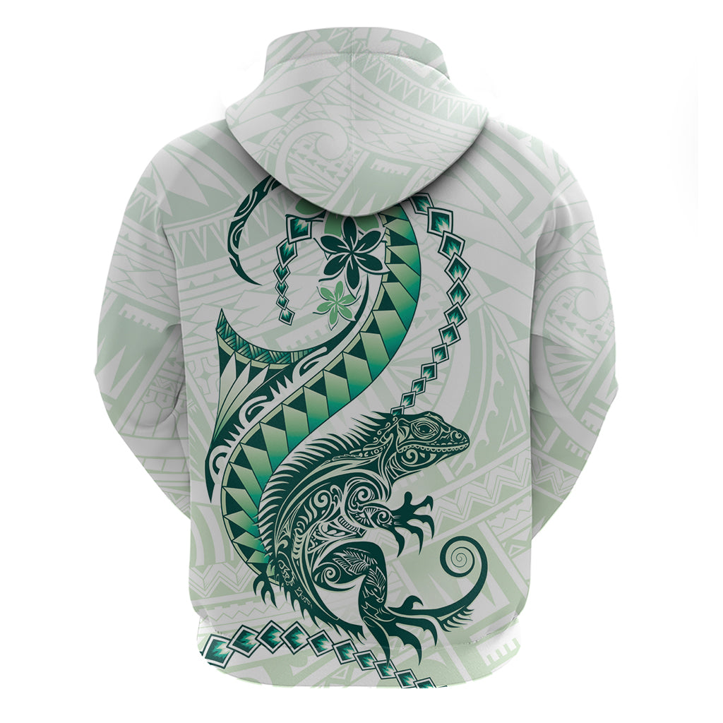 Green Maori Tuatara Zip Hoodie Luxury Pastel Pattern