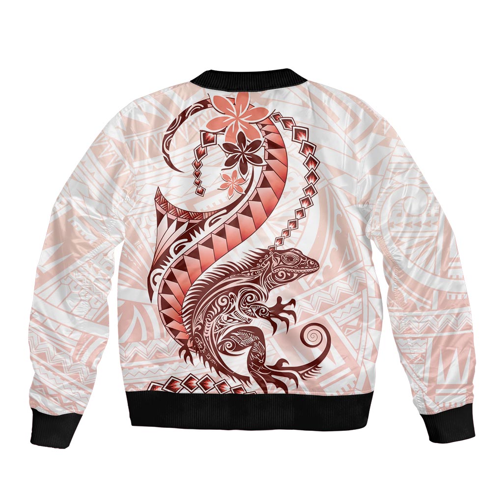 Red Maori Tuatara Bomber Jacket Luxury Pastel Pattern