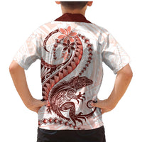 Red Maori Tuatara Family Matching Mermaid Dress and Hawaiian Shirt Luxury Pastel Pattern