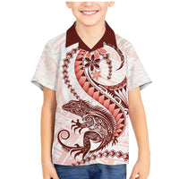 Red Maori Tuatara Family Matching Mermaid Dress and Hawaiian Shirt Luxury Pastel Pattern