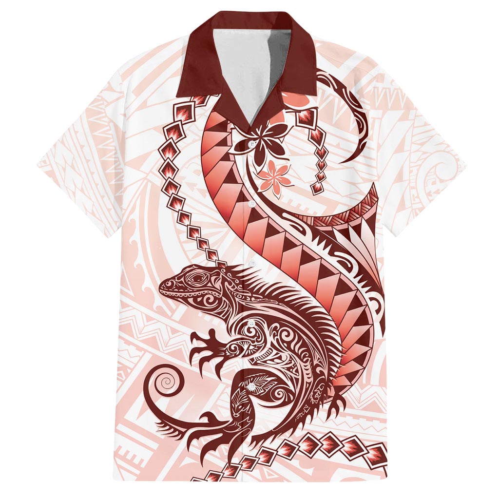 Red Maori Tuatara Family Matching Off Shoulder Maxi Dress and Hawaiian Shirt Luxury Pastel Pattern