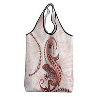 Red Maori Tuatara Grocery Bag Luxury Pastel Pattern