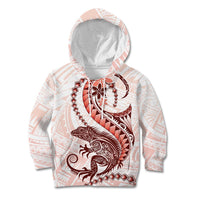 Red Maori Tuatara Kid Hoodie Luxury Pastel Pattern LT01 Hoodie Red - Polynesian Pride