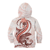 Red Maori Tuatara Kid Hoodie Luxury Pastel Pattern LT01 - Polynesian Pride