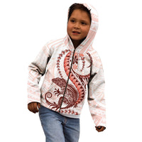 Red Maori Tuatara Kid Hoodie Luxury Pastel Pattern LT01 - Polynesian Pride