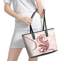 Red Maori Tuatara Leather Tote Bag Luxury Pastel Pattern