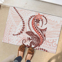 Red Maori Tuatara Rubber Doormat Luxury Pastel Pattern
