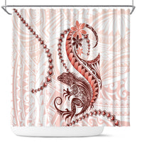 Red Maori Tuatara Shower Curtain Luxury Pastel Pattern