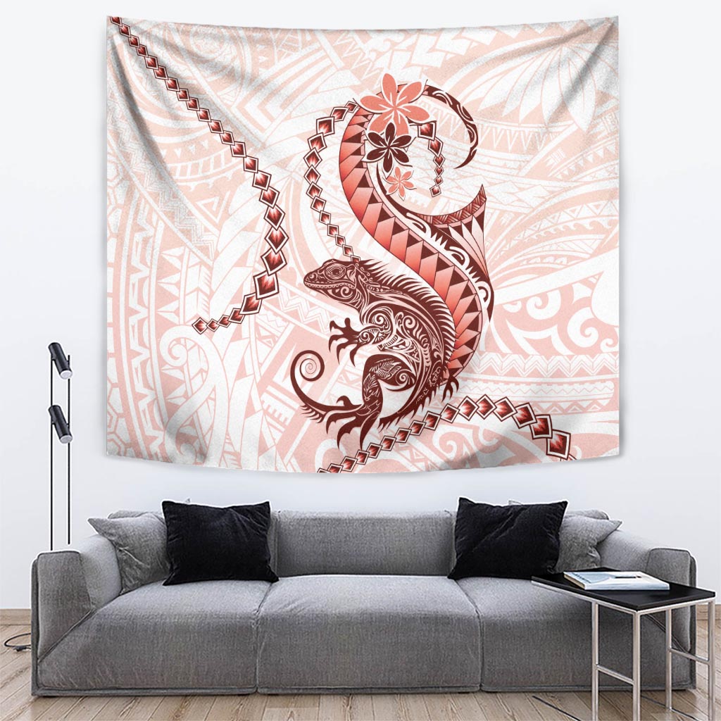 Red Maori Tuatara Tapestry Luxury Pastel Pattern LT01 Red - Polynesian Pride