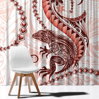 Red Maori Tuatara Window Curtain Luxury Pastel Pattern