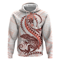Red Maori Tuatara Zip Hoodie Luxury Pastel Pattern