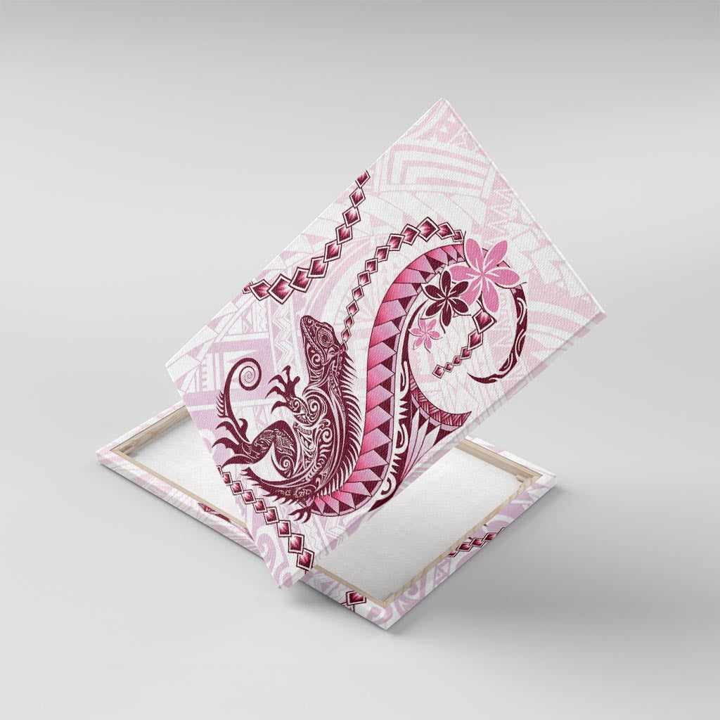 Pink Maori Tuatara Canvas Wall Art Luxury Pastel Pattern