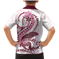 Pink Maori Tuatara Family Matching Mermaid Dress and Hawaiian Shirt Luxury Pastel Pattern