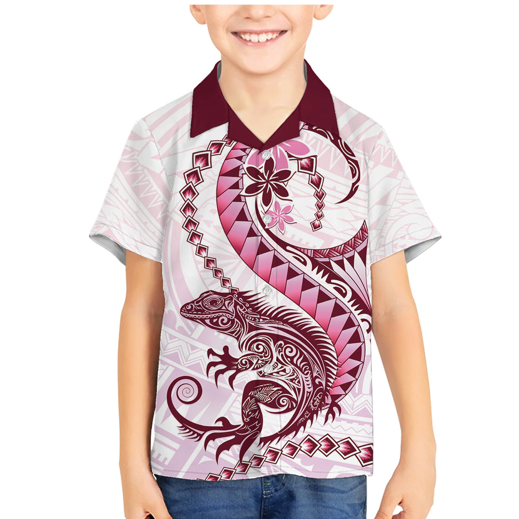 Pink Maori Tuatara Family Matching Mermaid Dress and Hawaiian Shirt Luxury Pastel Pattern