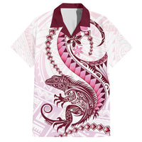 Pink Maori Tuatara Family Matching Short Sleeve Bodycon Dress and Hawaiian Shirt Luxury Pastel Pattern